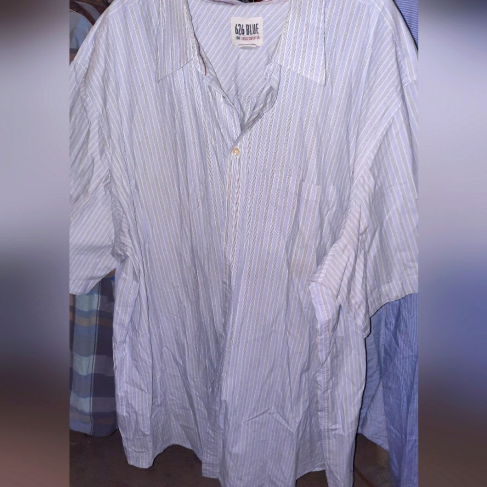 626 Blue men's short sleeve button down shirt size 4XLT